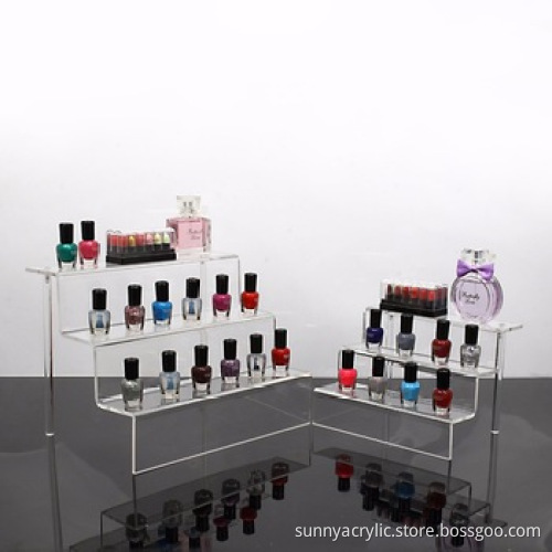 Acrylic Riser Stand Shelf for Amiibo, 3 Steps Acrylic Display for Decoration and Organizer-Small, 3-Tier, Clear